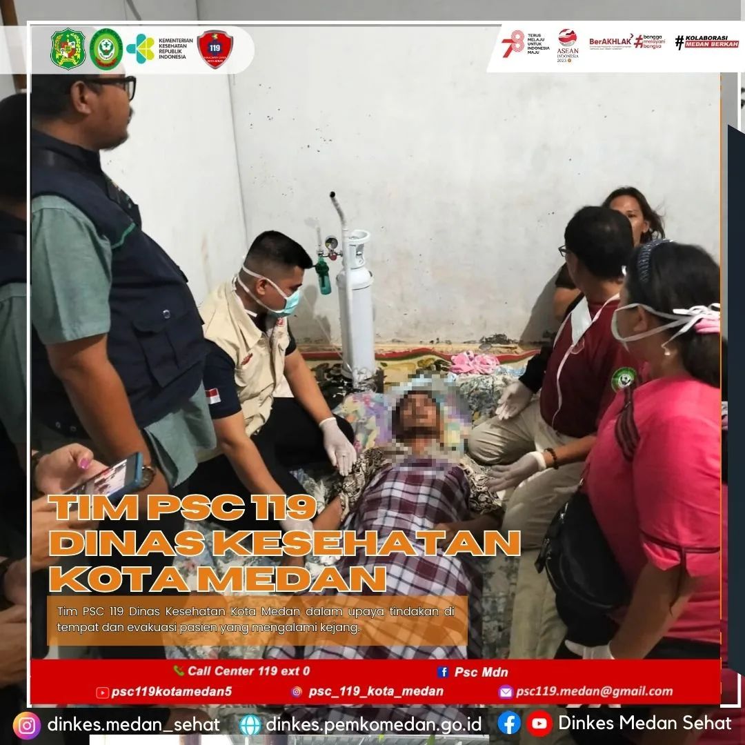 Tim PSC 119 Dinas Kesehatan Kota Medan Melakukan Pelayanan Evakuasi Pasien Gawat Darurat di Kota Medan